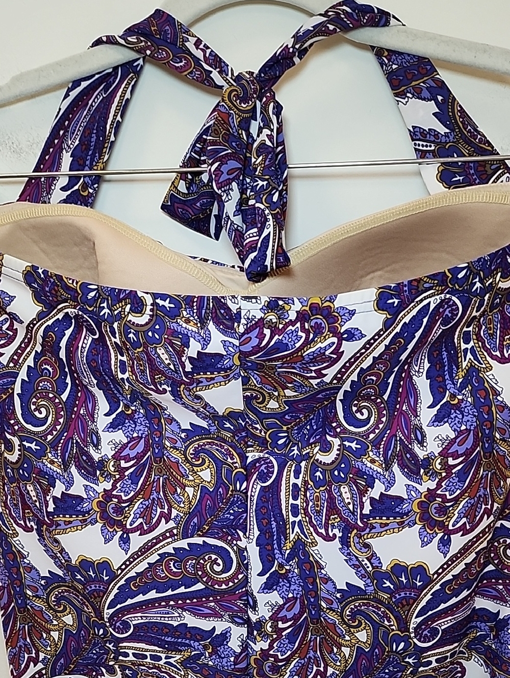 Lands’End Swimsuit OnePiece Ruched Wrapped Slimming Soft Cup Wireless Paisley 14 - Picture 13 of 16